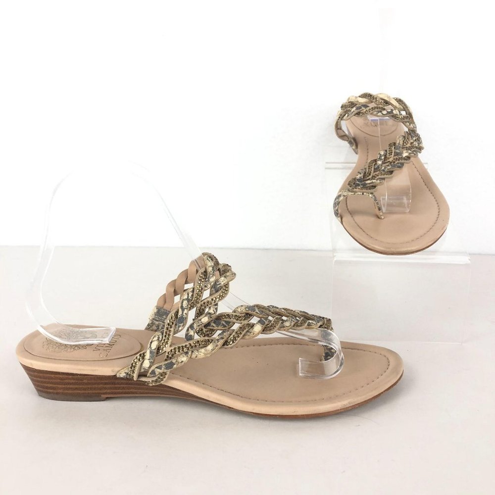 SOLD Vince Camuto Inaya Grey Cream Sandals Sz 8.5 - Picture 1 of 10
